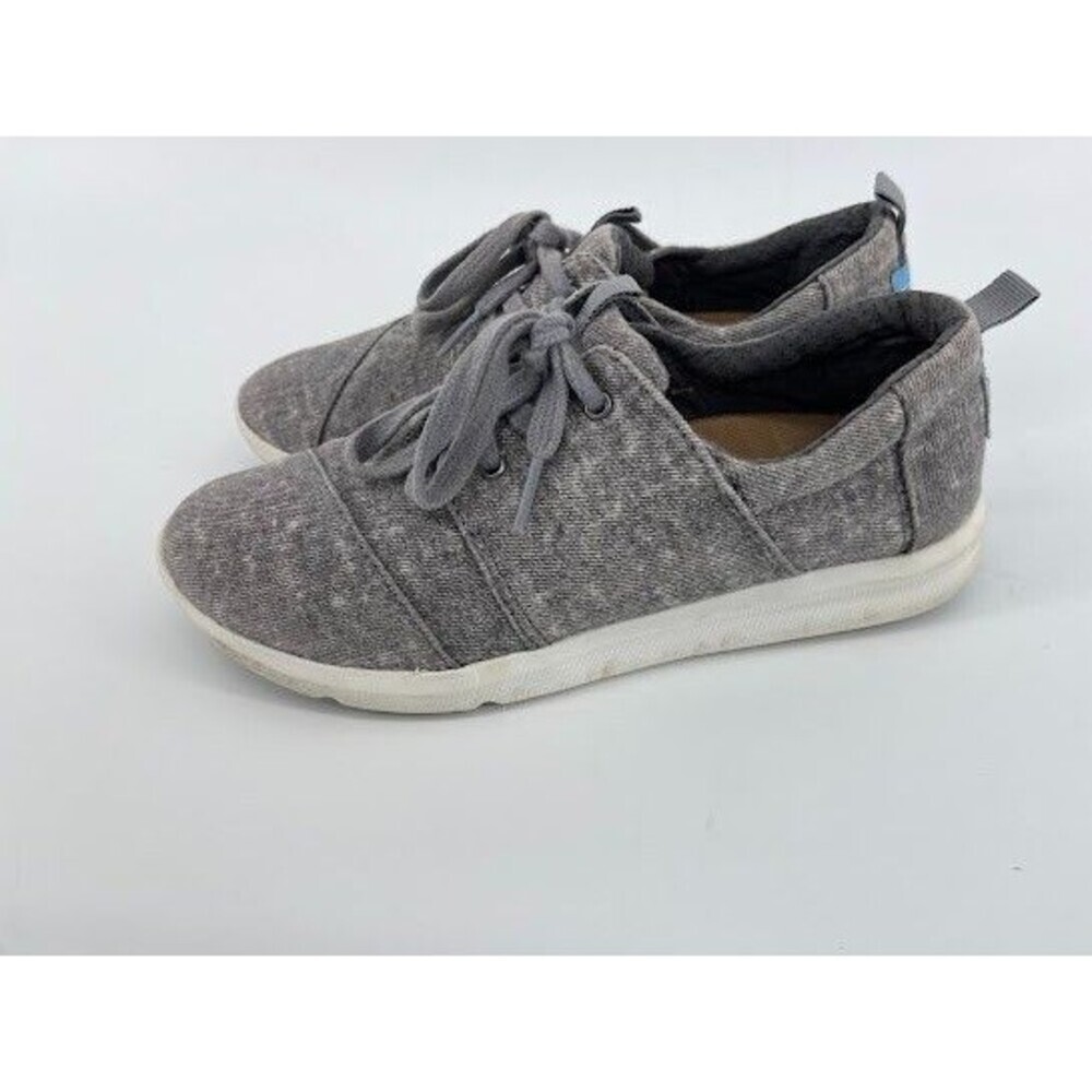 TOMS Womens classic lace up canvas shoes grey texture knit sneakers size 7